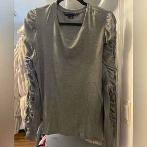 Veronica Beard Jeans Ruched Sleeve Knit Top – Gray | Size L